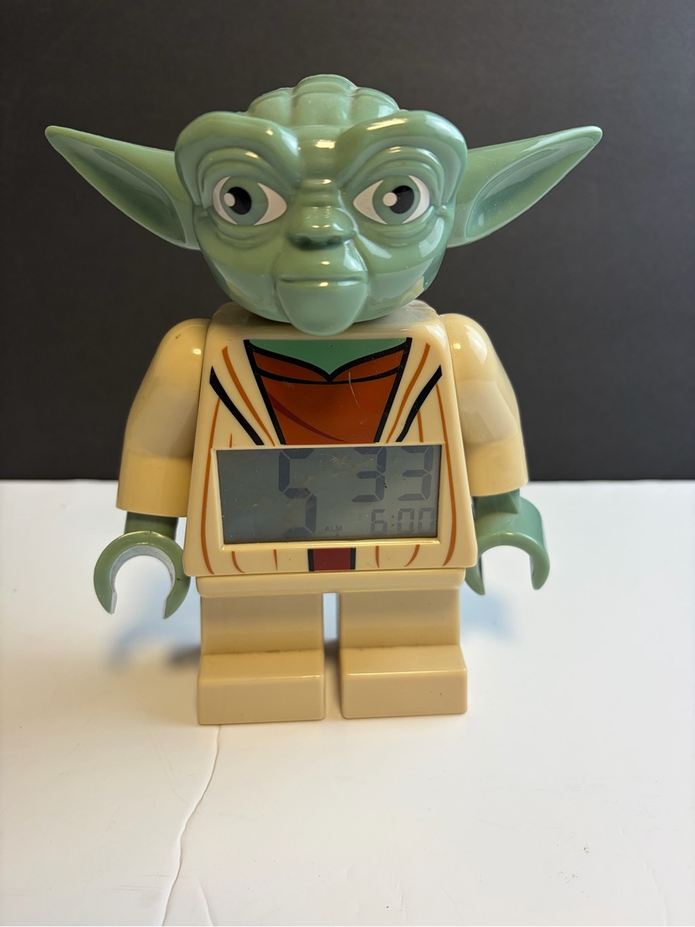 Lego Yoda Figure Alarm Clock - Light Green and Cream